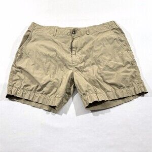 Buck Mason Shorts Mens 7' Vintage Canvas Tan Khaki Cotton Chino Sz 36 Stain